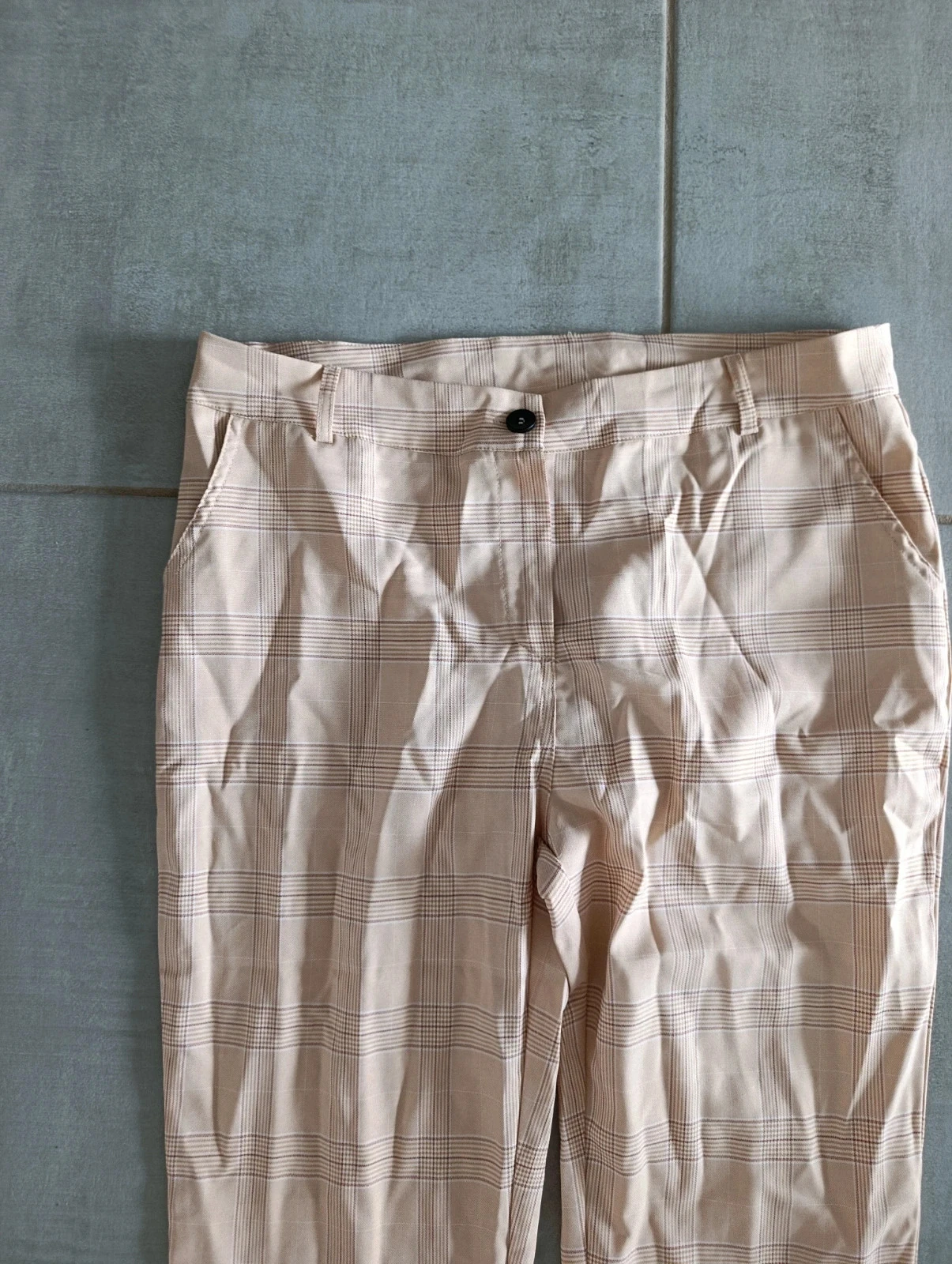 Pantalon femme beige à carreaux – Taille 40 – Coupe droite – photo 6